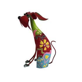 17 Inch Decorative Metal Dog Sculpture; Multicolor