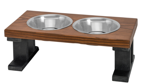 Farmhouse 2 Bowl Elevated Regular Feeder (Color: Black/Chestnut, size: 8 Inch)