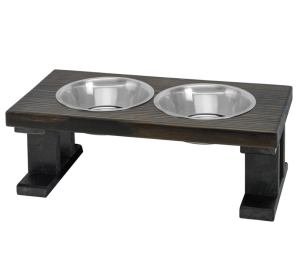 Farmhouse 2 Bowl Elevated Regular Feeder (Color: Black/Ebony, size: 8 Inch)