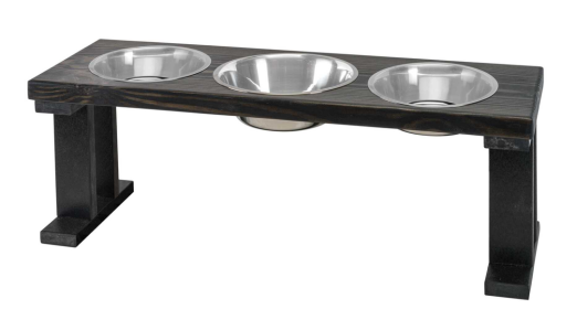 Farmhouse 3 Bowl Elevated Regular Feeder (Color: Black/Ebony, size: 12 Inch)