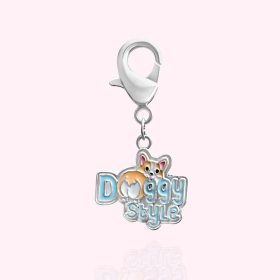 "Doggy Style" Dog Collar Charm (Color: Silver, size: )