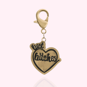 "Best Bitches" Dog Collar Charm (Color: gold, size: )