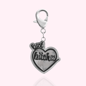 "Best Bitches" Dog Collar Charm (Color: Silver, size: )