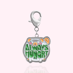 "Always Hungry" Dog Collar Charm (Color: Silver, size: )