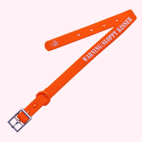 "Warning: Sloppy Kisser" Orange Silicone Collar (Color: , size: large)