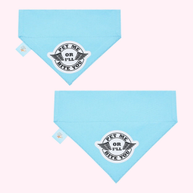 "Pet Me or I'll Bite You" Blue Collar Bandana (Color: , size: medium)