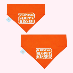 "Warning Sloppy Kisser" Orange Collar Bandana (Color: , size: medium)