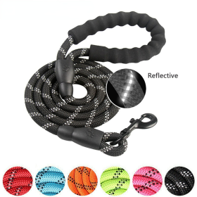 150cm Strong Dog Leash Pet Leashes Reflective Leash For Small Medium Large Dog Leash Drag Pull Tow Golden Retriever (Color: Black)