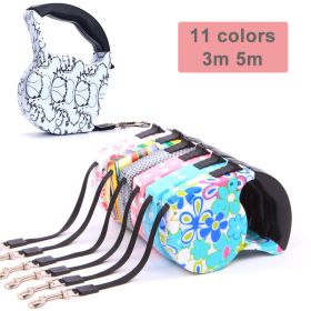 3m 5m Retractable Dog Leash 11 Colors Fashion Printed Puppy Auto Traction Rope Nylon Walking Leash for Small Dogs Cats Pet Leads (Color: color 9)