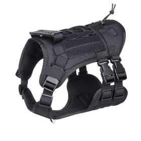 Tactical Dog Harness For Small Medium Large Dog; Dog Harness Vest With Soft Padded And D-Ring Collar (Color: Black)