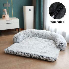 Pet Sofa; Warm Plush Pet Cushion For Indoor Dogs & Cats; Dog Blanket; Washable Pet Bed (Color: Light Grey)