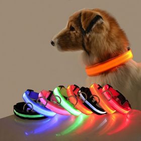 Glow-In-The-Dark Pet Collar For Dog & Cat; LED Dog Collar For Night Walking; USB charging (Color: White)